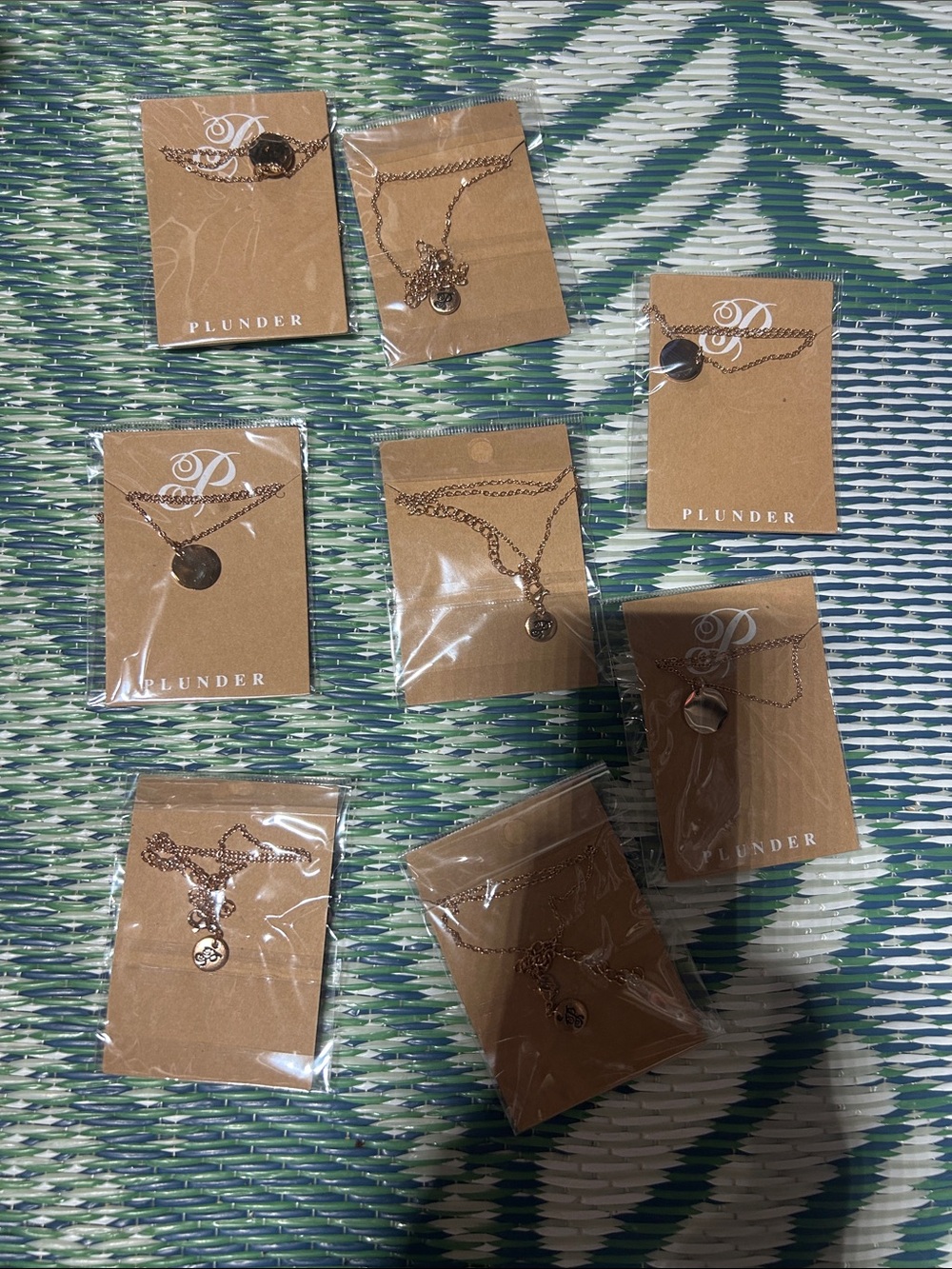 Plunder Rose Gold Layered Charm Necklace Lot 8 packs